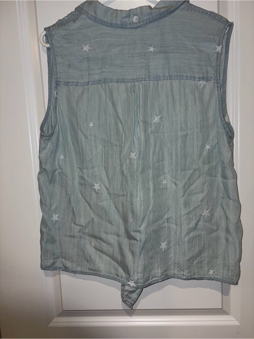 Velvet Heart Light Blue Star-Embroidered Tie-Front Button Down Top - Picture 5 of 5